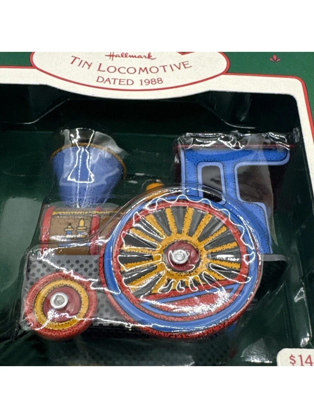 Vintage  1988 Tin Locomotive 7th Series Hallmark Christmas Ornament With Box
